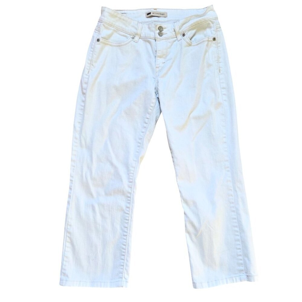 Levi 529 White Curvy Straight Jeans Women 30x32 Preppy Old Money Nautical